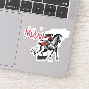 Mulan Riding Black Wind Watercolor Brush Art