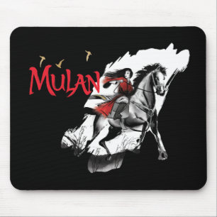 Mulan Riding Black Wind Watercolor Brush Art Mouse Pad