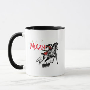 Mulan Riding Black Wind Watercolor Brush Art Mug
