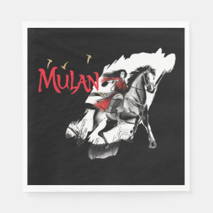 Mulan Riding Black Wind Watercolor Brush Art Napkin