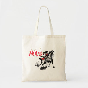 Mulan Riding Black Wind Watercolor Brush Art Tote Bag