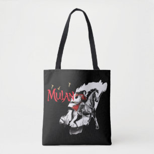 Mulan Riding Black Wind Watercolor Brush Art Tote Bag