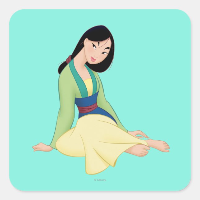 Mulan Sitting Square Sticker (Front)