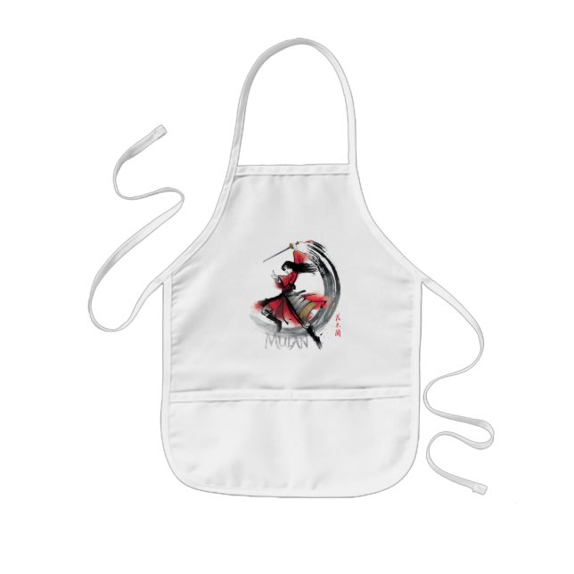 Mulan Sword Art Watercolor Kids Apron (Front)