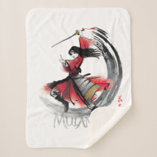 Mulan Sword Art Watercolor Sherpa Blanket