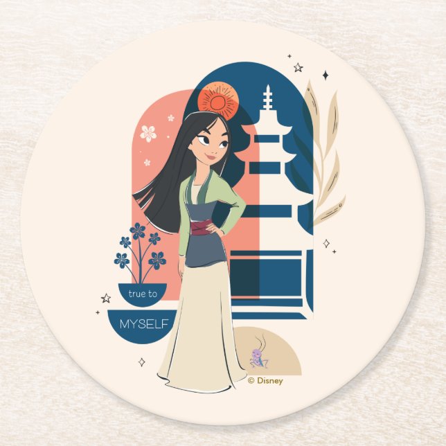 Mulan True to Myself Round Paper Coaster (Front)