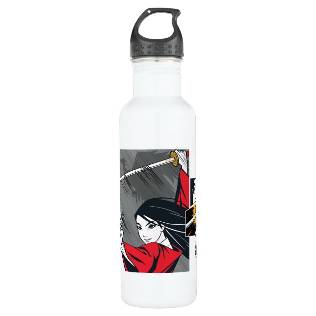 Mulan With Sword Illustrated Panels 710 Ml Water Bottle (Front)