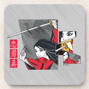 Mulan With Sword Illustrated Panels Coaster