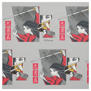 Mulan With Sword Illustrated Panels Fabric