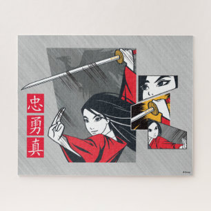 Mulan With Sword Illustrated Panels Jigsaw Puzzle