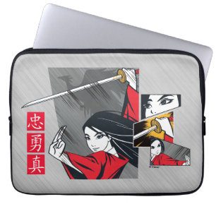 Mulan With Sword Illustrated Panels Laptop Sleeve
