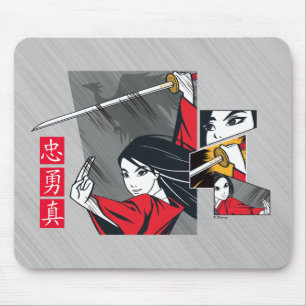 Mulan With Sword Illustrated Panels Mouse Pad
