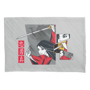 Mulan With Sword Illustrated Panels Pillowcase