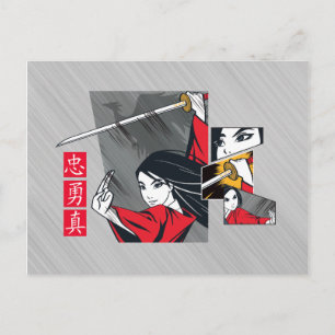 Mulan With Sword Illustrated Panels Postcard