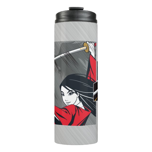 Mulan With Sword Illustrated Panels Thermal Tumbler (Front)