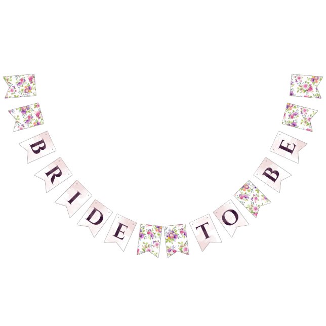 Mulberry and Ivory Dream Bridal Shower Bunting Flags (All)