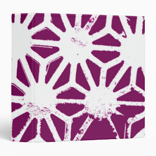 Mulberry and white geometric pattern binder