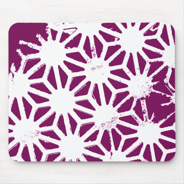 Mulberry and white geometric pattern mouse pad (Front)