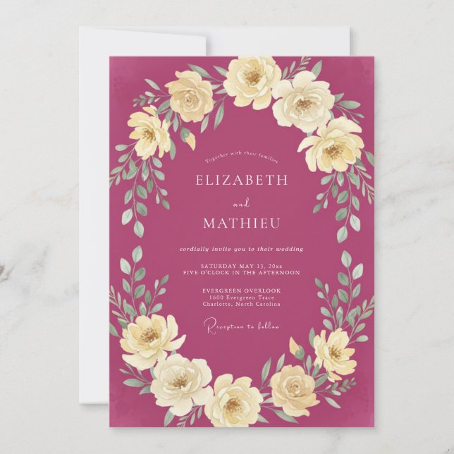 Mulberry Atmospheric Formal Wedding Invitation (Front)
