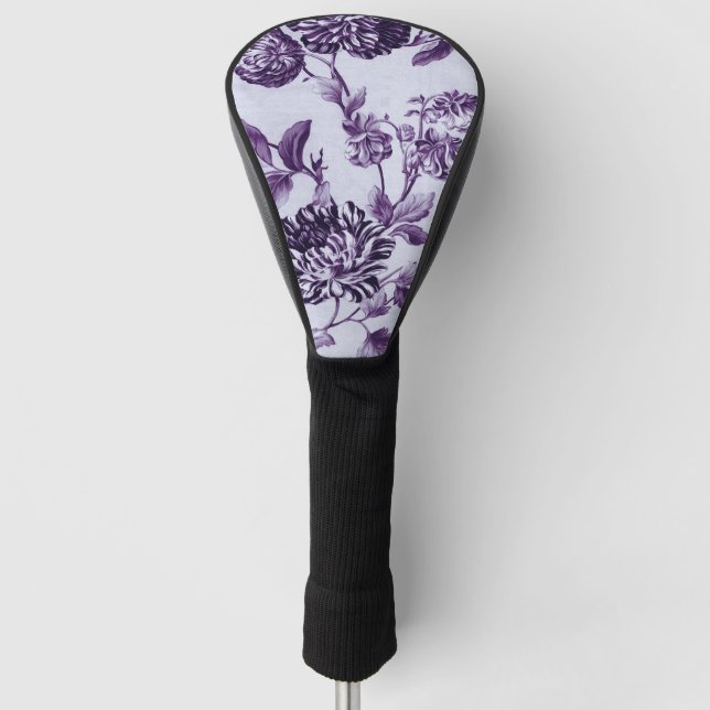 Mulberry Blue Purple Floral Toile No.2 Golf Head Cover (Front)