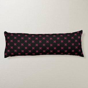 Mulberry cross stitches on black body pillow