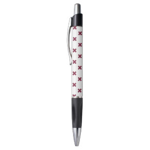 Mulberry cross stitches on white pen