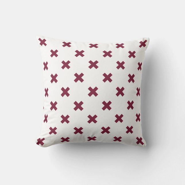 Mulberry cross stitches on white throw pillow (Front)