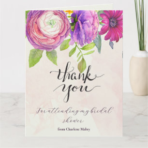 Mulberry Floral Dream 2 Bridal Shower Thank You Card