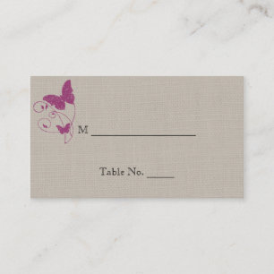 Mulberry Glitter Butterfly Wedding Place Cards