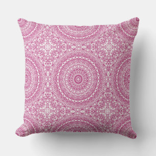 Mulberry Mandala Geometric Pattern Throw Pillow