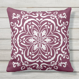 Mulberry Mandala Throw Pillow