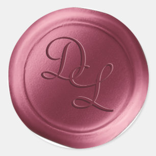 Mulberry Mauve 2 Letter Monogram Wax Seal Stickers