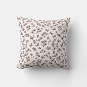 Mulberry Orchid Floral Throw Pillow