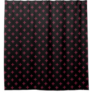 Mulberry polka crosses on black