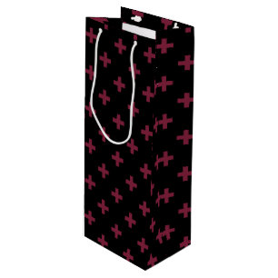 Mulberry polka crosses on black wine gift bag