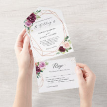 Mulberry Purple Blush Floral Geometric Wedding