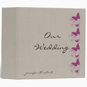 Mulberry Purple Butterfly on Linen Binder