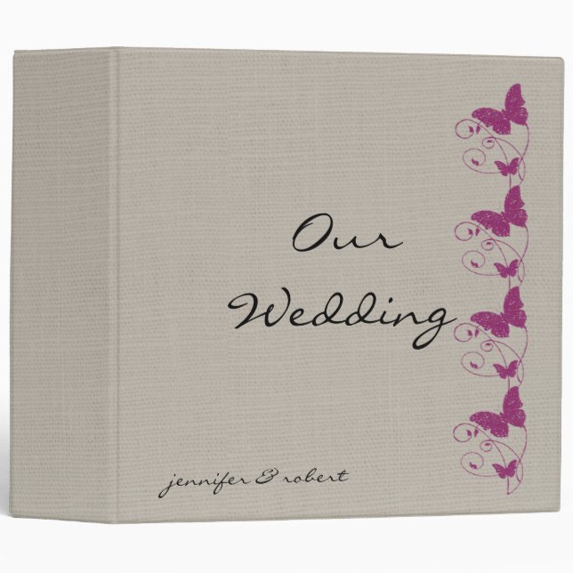 Mulberry Purple Butterfly on Linen Binder (Front/Spine)
