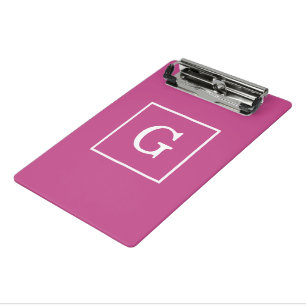 Mulberry Purple White Framed Initial Monogram Mini Clipboard
