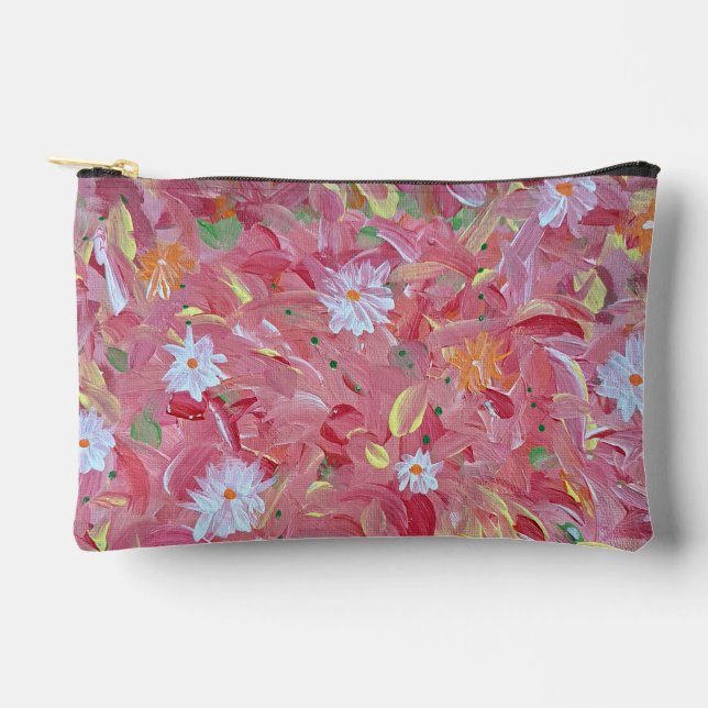 Mulberry Red Floral Accessories Pouch (Front)