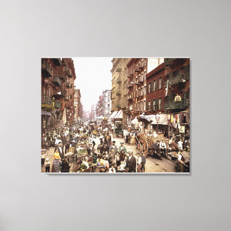 Mulberry Street NYC c. 1900 Colour Stretched Canva Canvas Print