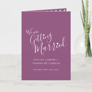 Mulberry white text heart photo folded wedding invitation