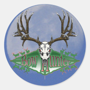Mule deer bow hunter classic round sticker