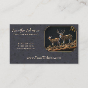 Mule Deer Buck and Doe Grey Custom Business Card
