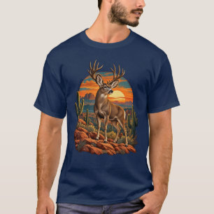 Mule Deer Buck Desert Sunset  T-Shirt