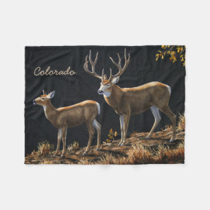 Mule Deer Buck & Doe Fleece Blanket
