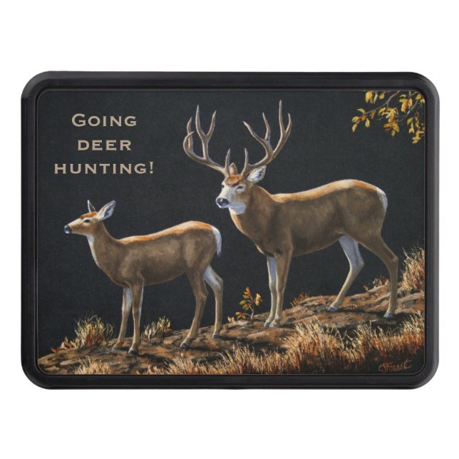 Mule Deer Buck & Doe Trailer Hitch Cover (Front)