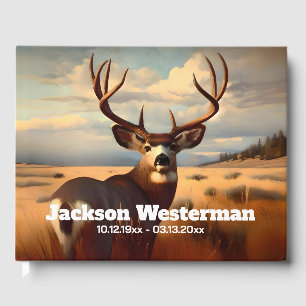 Mule Deer Buck on Prairie Memorial  Guest Book