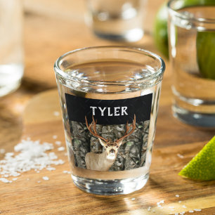 Mule Deer Camo Name Cool Hunting Buck Antlers Shot Glass