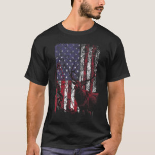 Mule Deer Hunter Bowhunting Patriotism American Bo T-Shirt